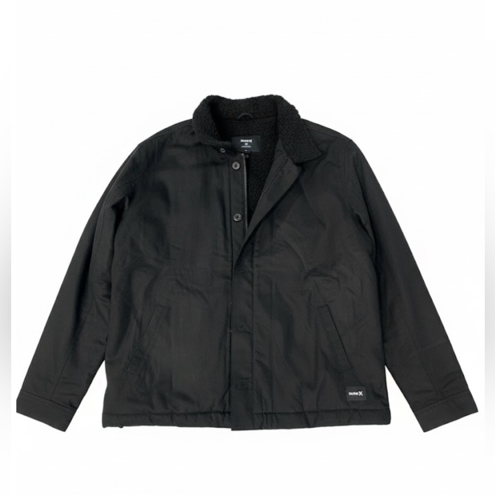 Hurley Men’s Classic Black Jacket with Sherpa Collar ❄️